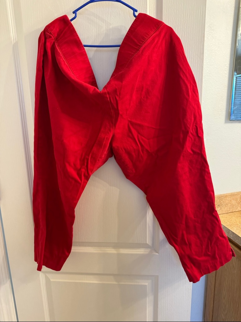 Bold Red Vintage-Style Drop Crotch Pants